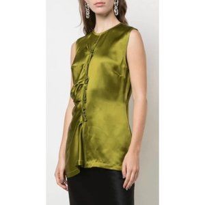 Sies Marjan Silk Top Womens Size 4 Green Ruffle Sleeveless Ladies Office Blouse